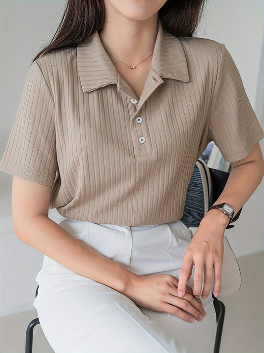 Solid Color Collared Simple T-Shirt