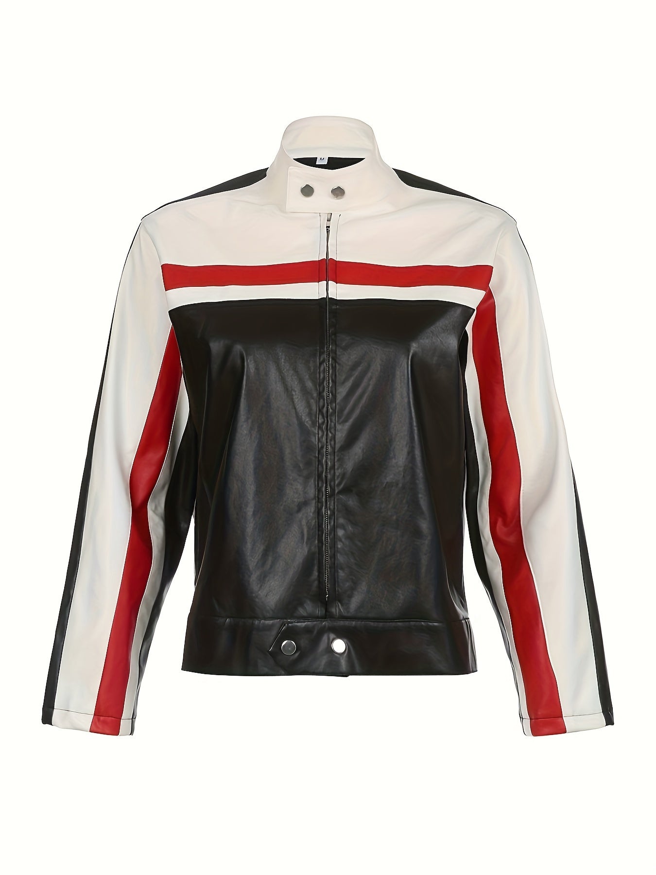 Striped Color Block Moto Jacket